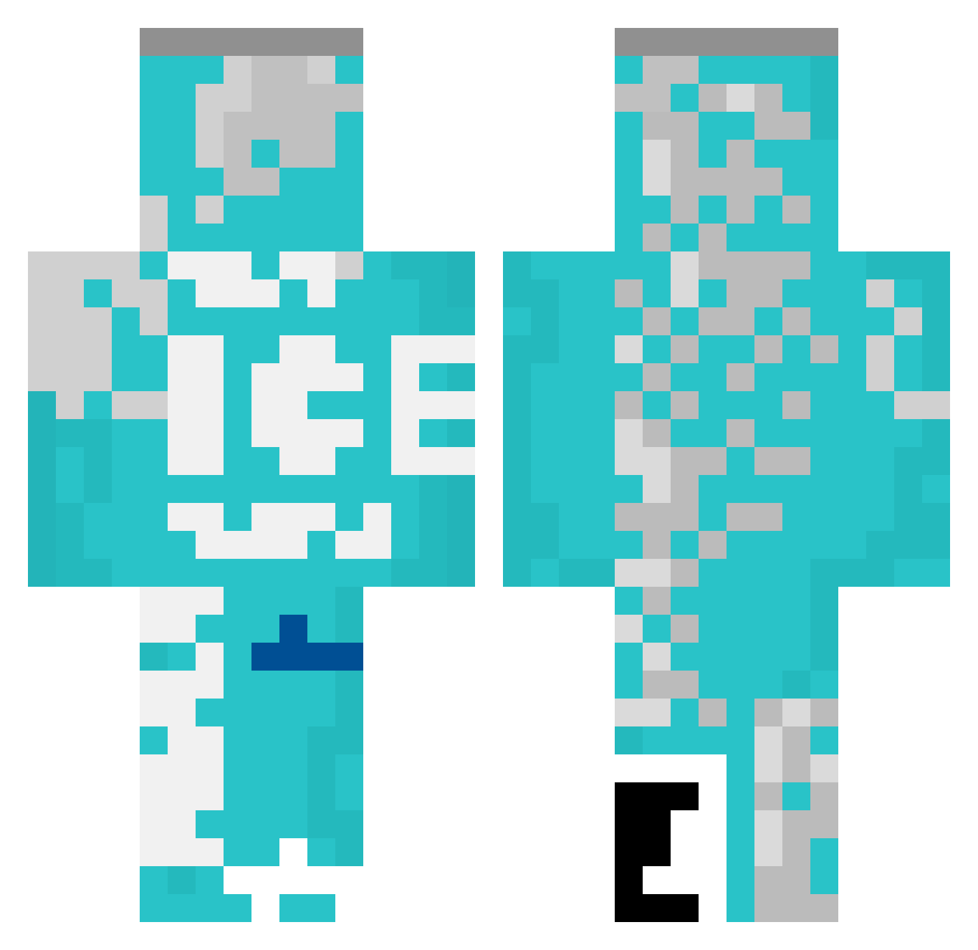 hekej Minecraft skin, front and back view