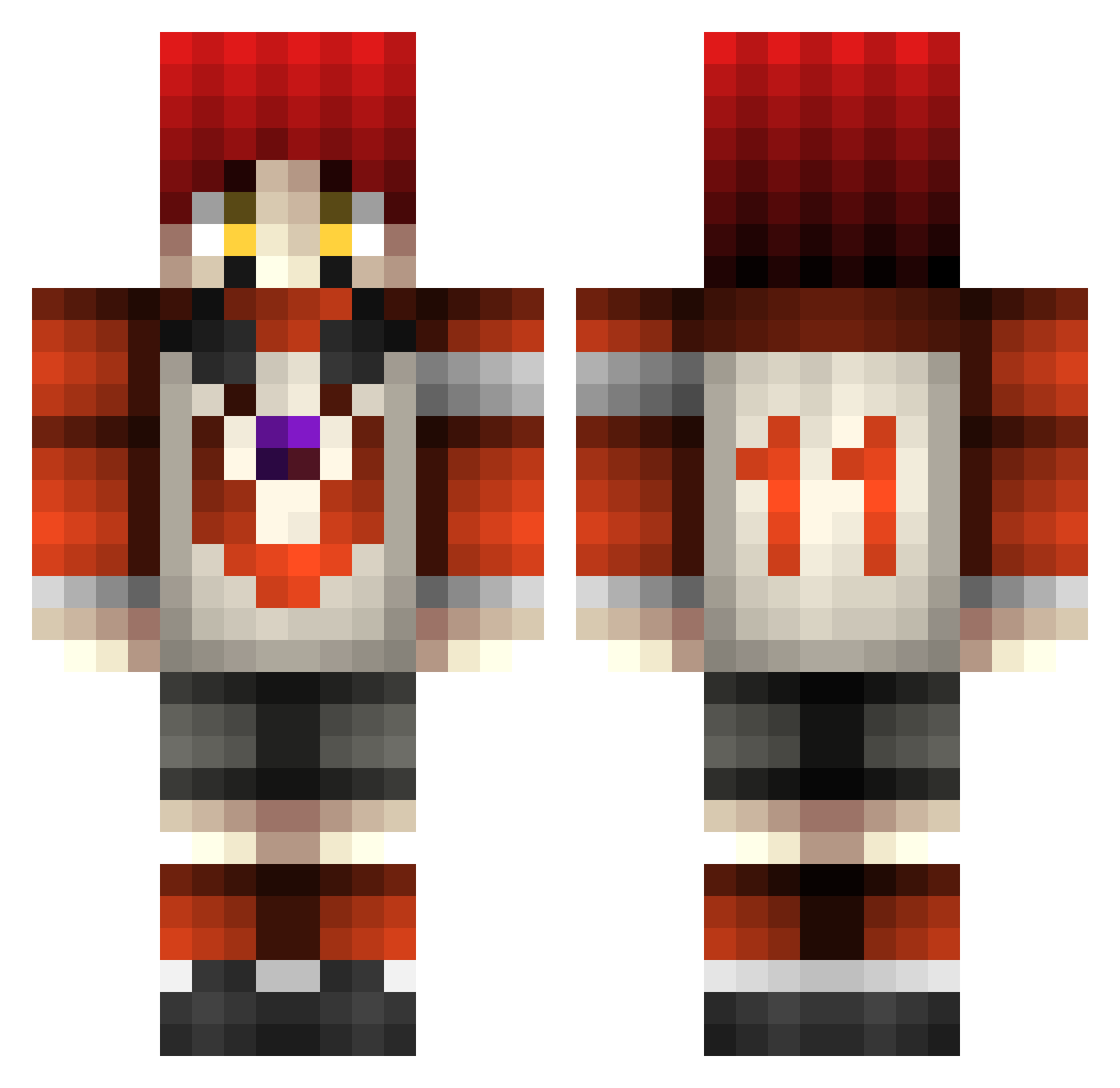 Kumatix Minecraft skin, front and back view