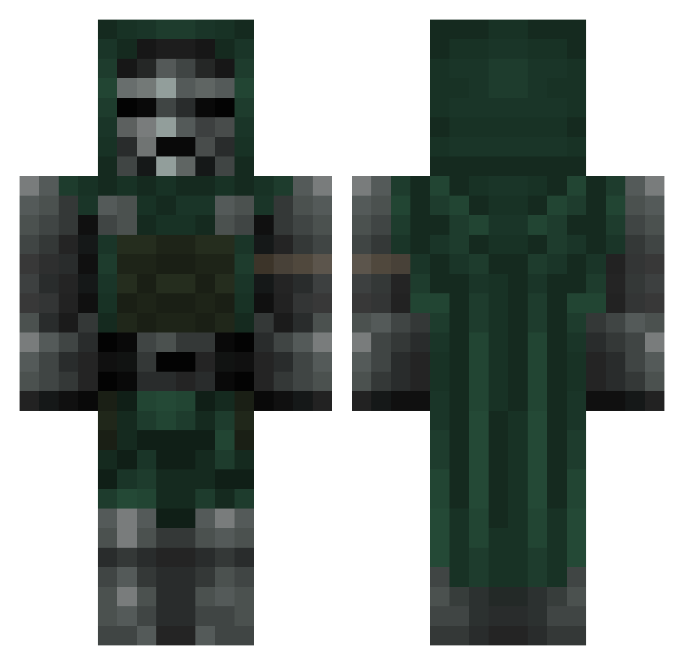 Pr3ssureX Minecraft skin, front and back view
