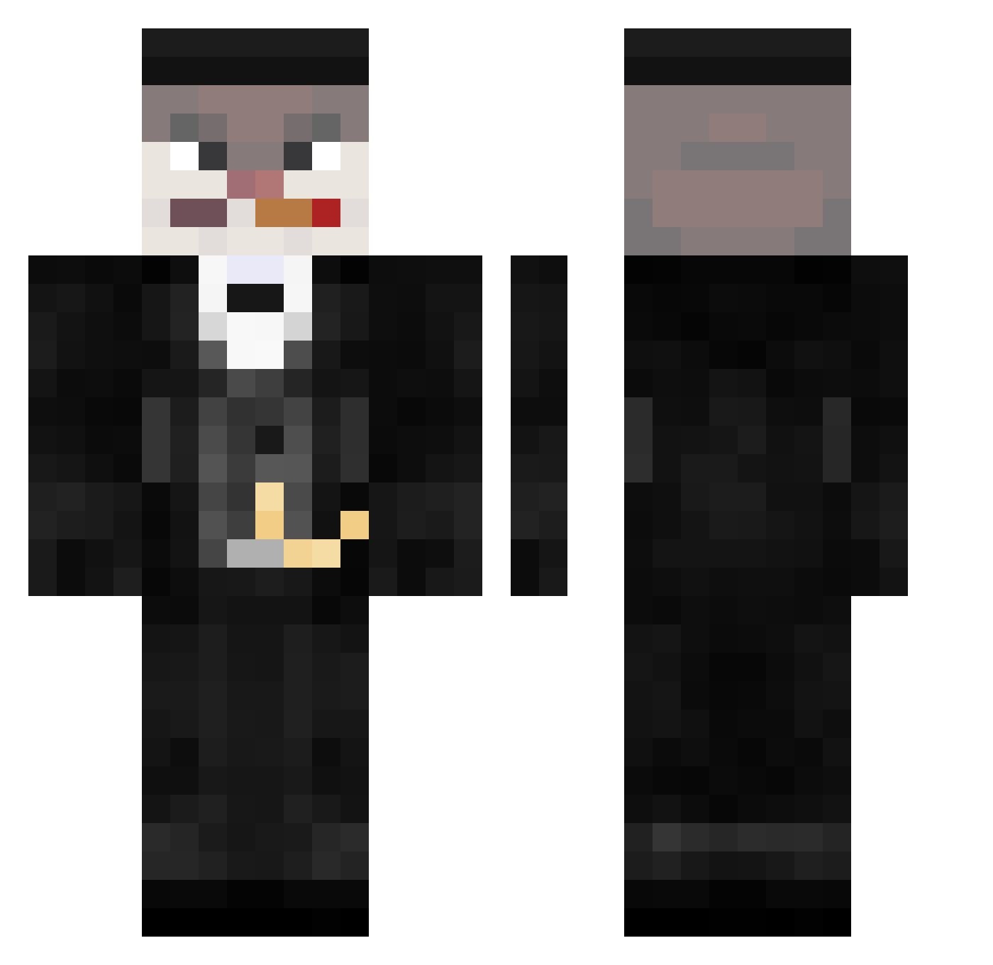 zezeHD Minecraft skin, front and back view