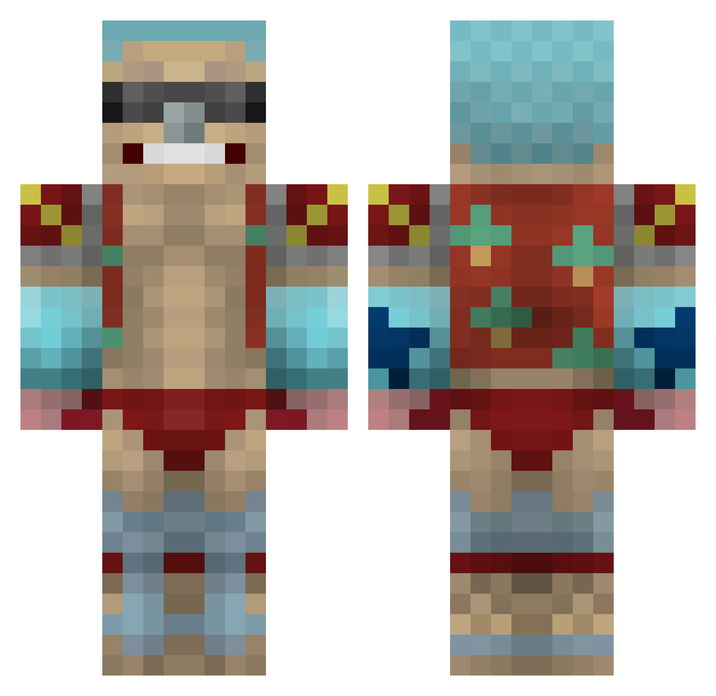 Barquest Minecraft skin, front and back view