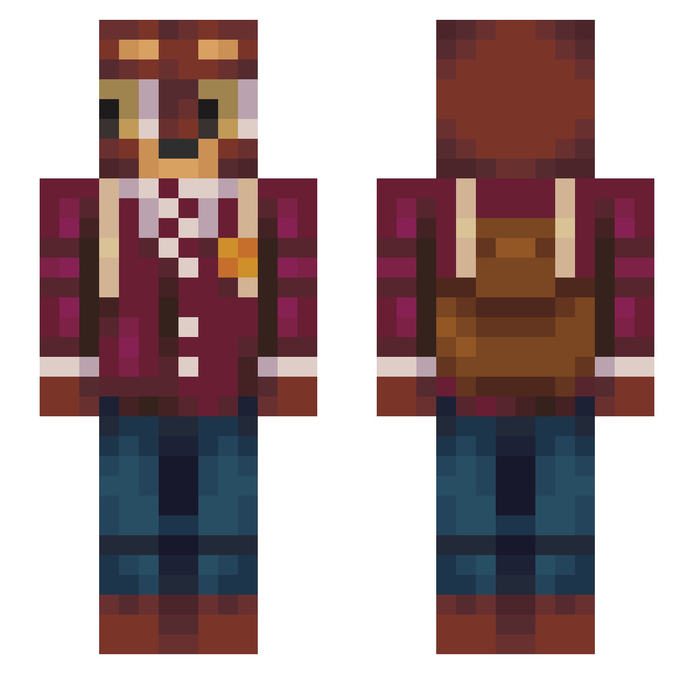 mastroWGR Minecraft skin, front and back view