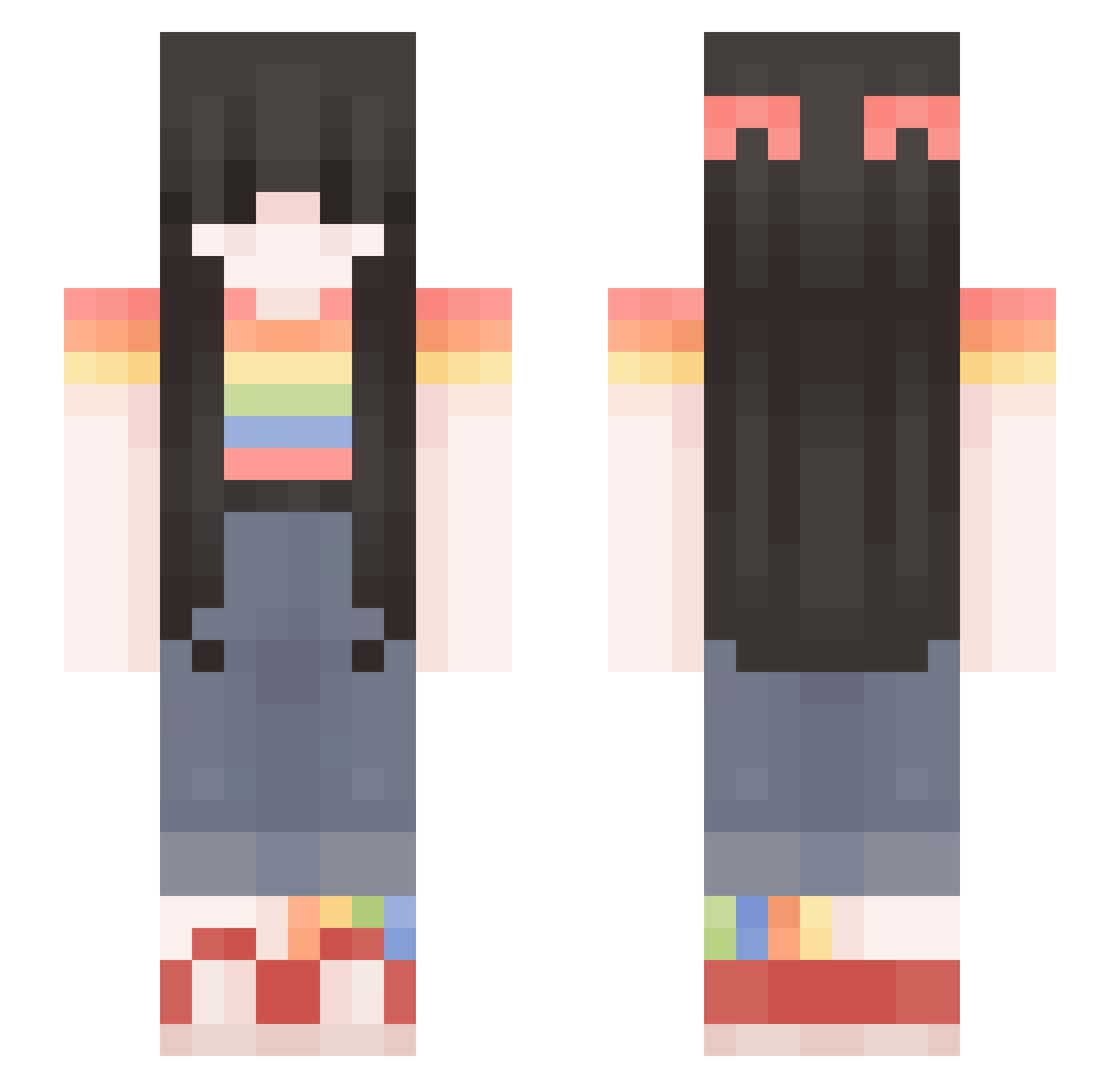 RevHCF Minecraft skin, front and back view
