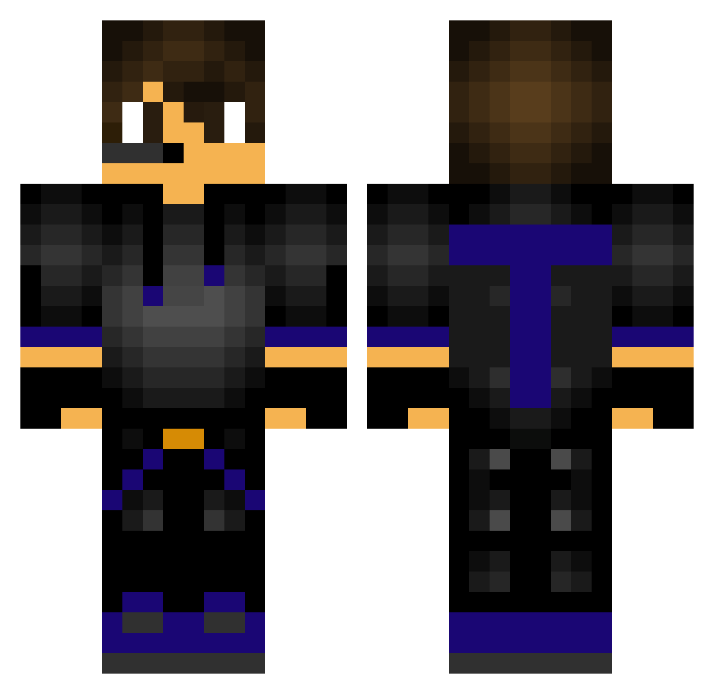 FireFall Minecraft skin, front and back view