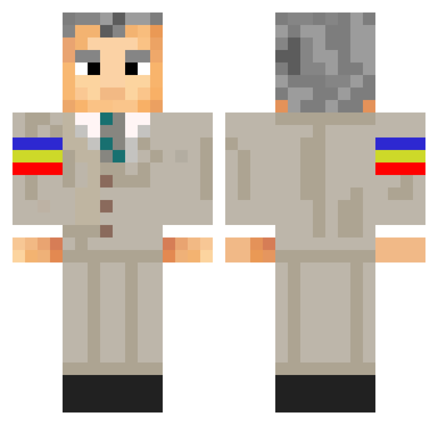 BateMoBade Minecraft skin, front and back view