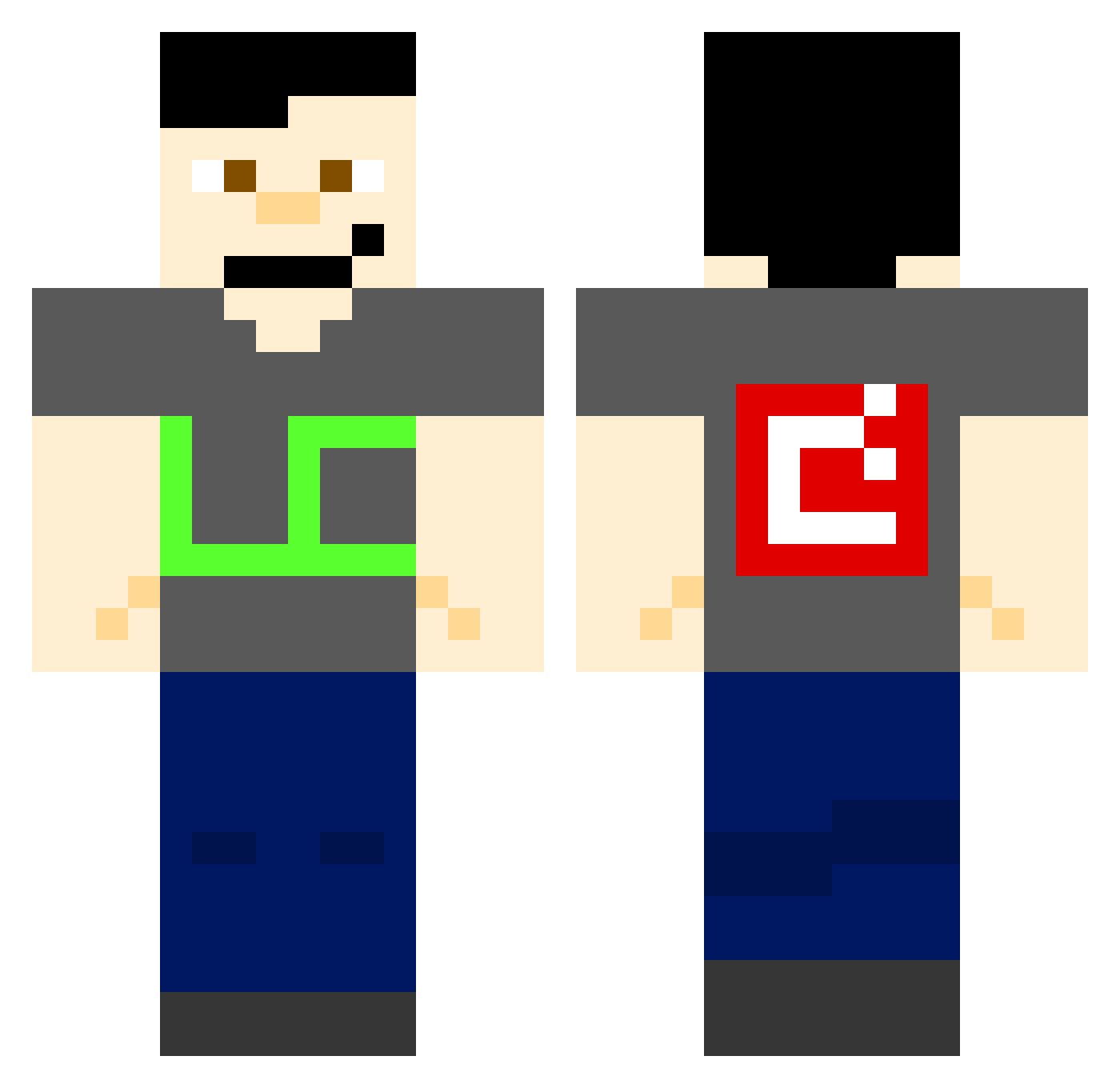 LCCRAFT Minecraft skin, front and back view