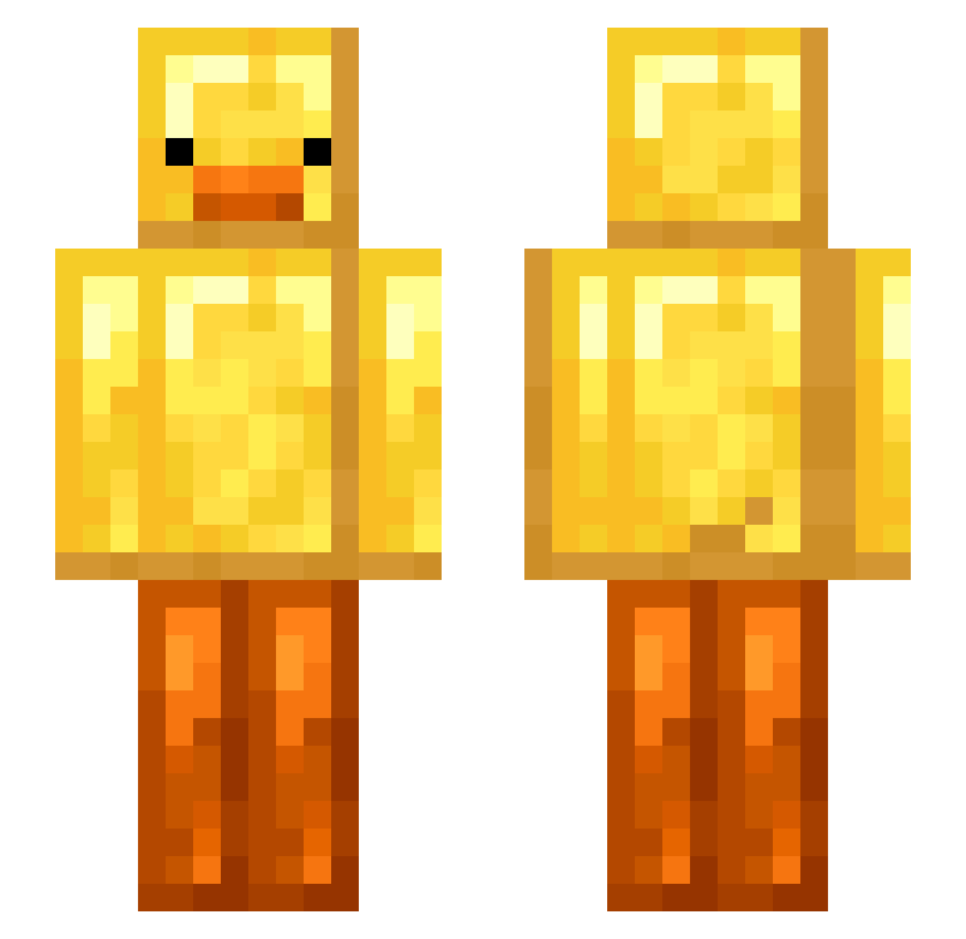 SilentDucks Minecraft skin, front and back view