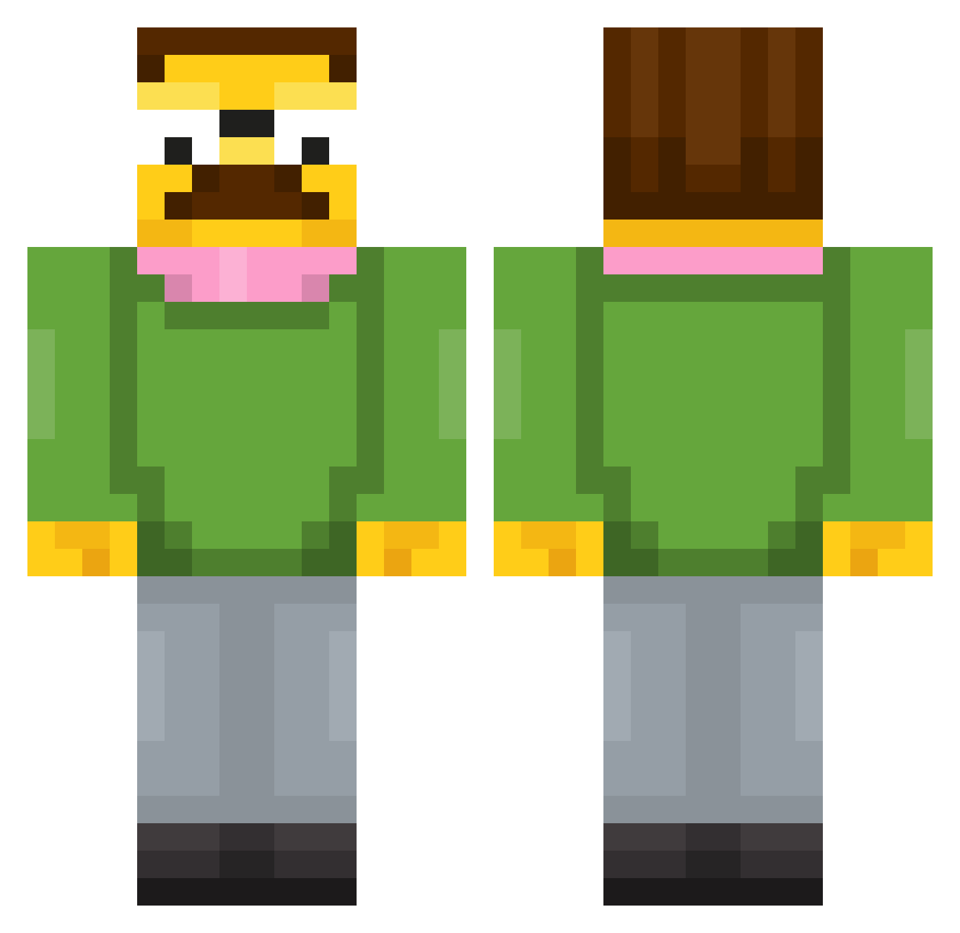 Letmeteachyou Minecraft skin, front and back view