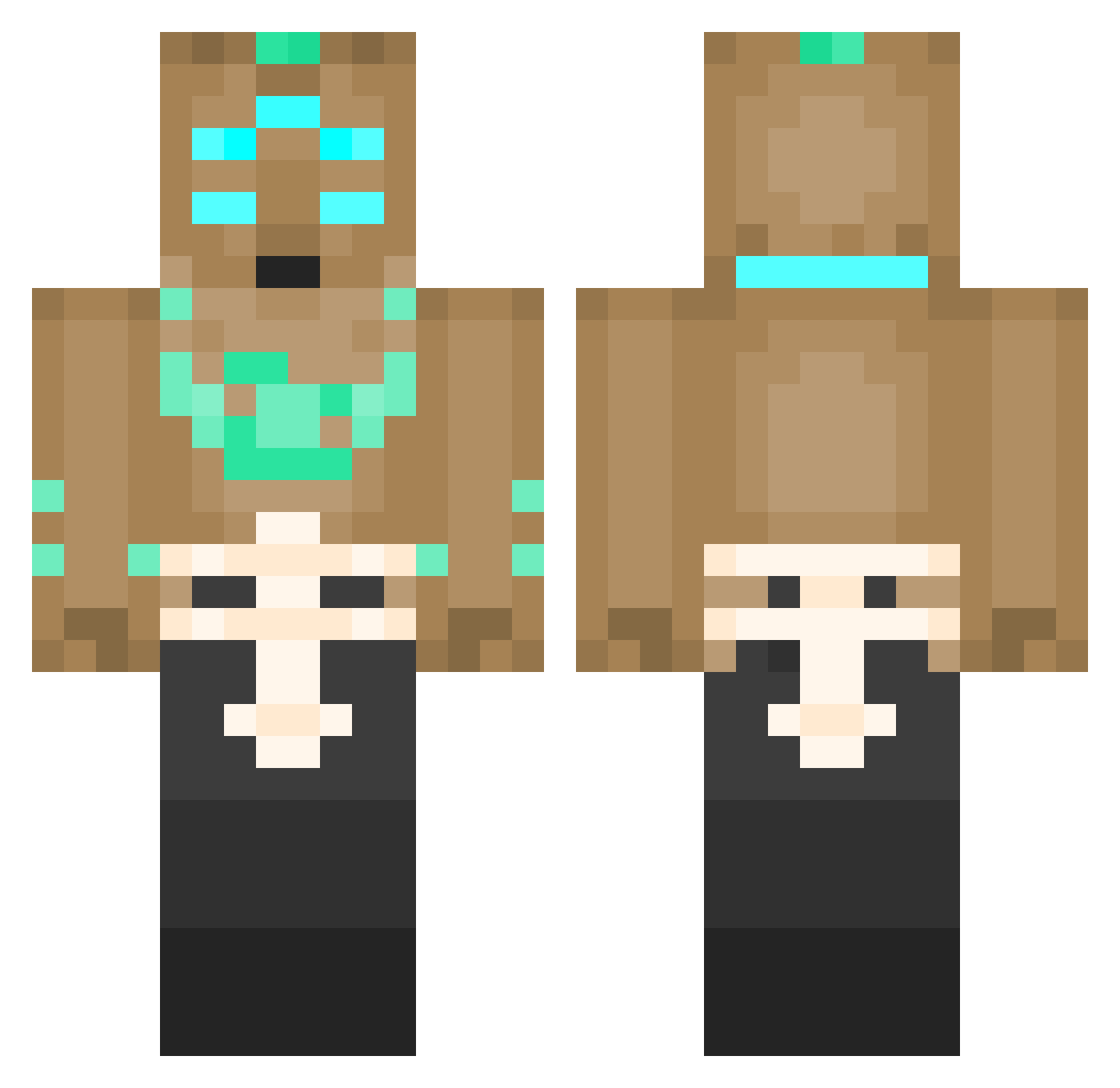 Klumsi007 Minecraft skin, front and back view