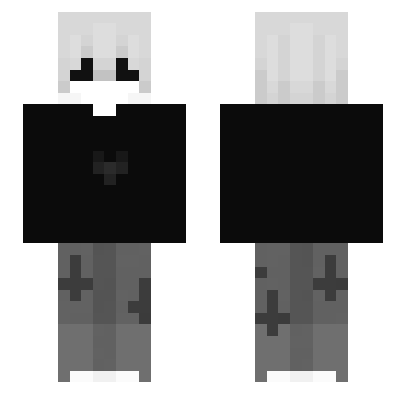 ZzYblack Minecraft skin, front and back view