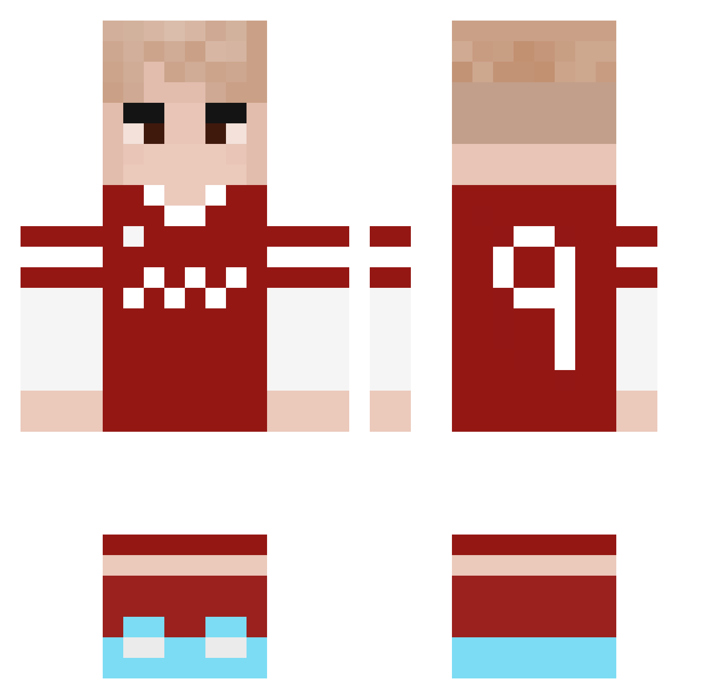 tomaseh Minecraft skin, front and back view