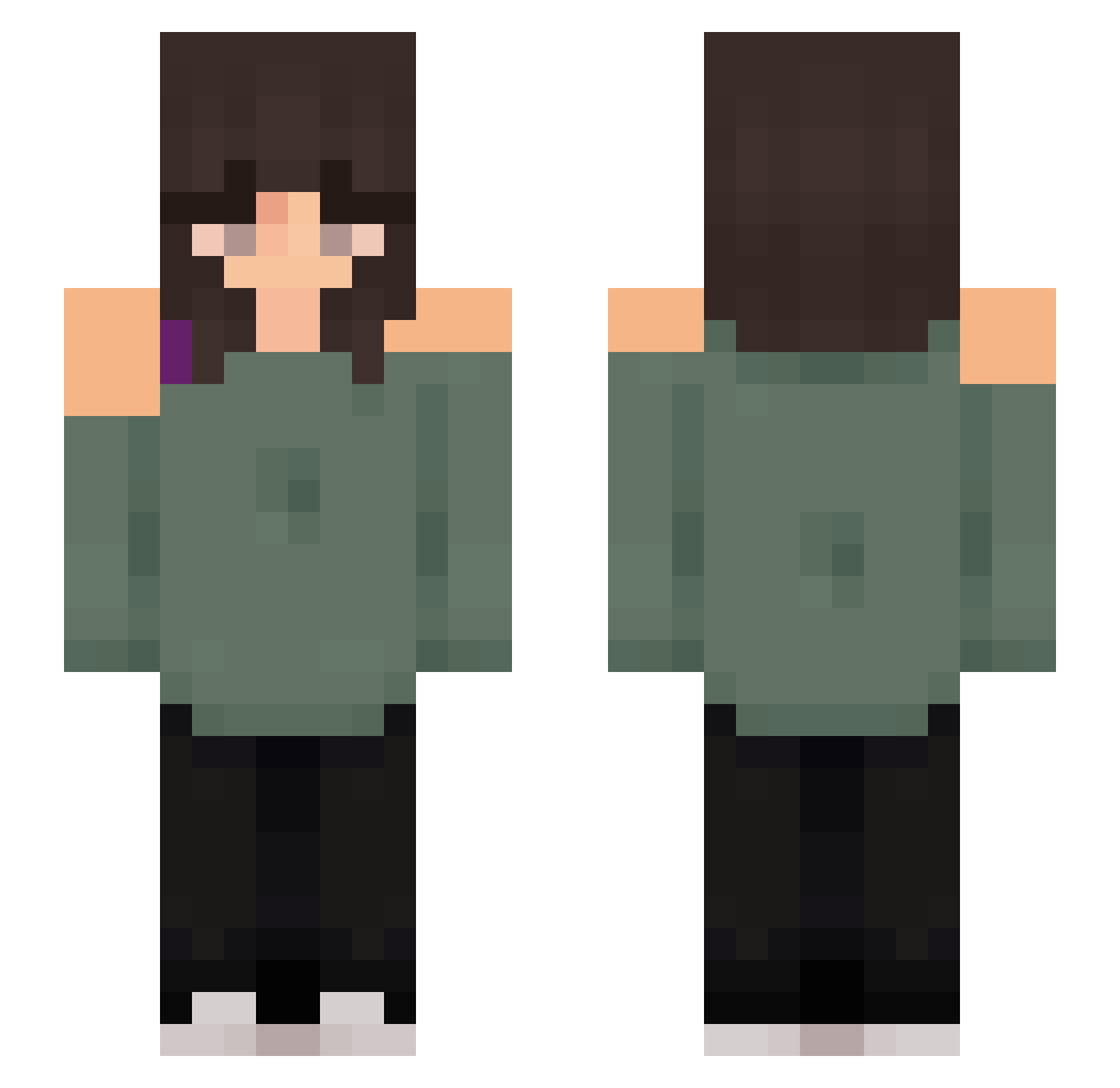Chloeplast Minecraft skin, front and back view