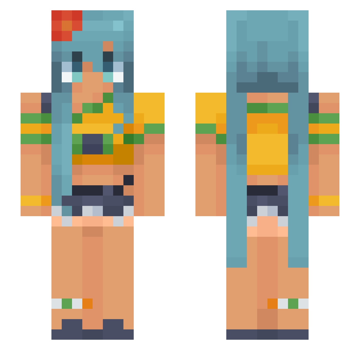 TheCatMiku Minecraft skin, front and back view