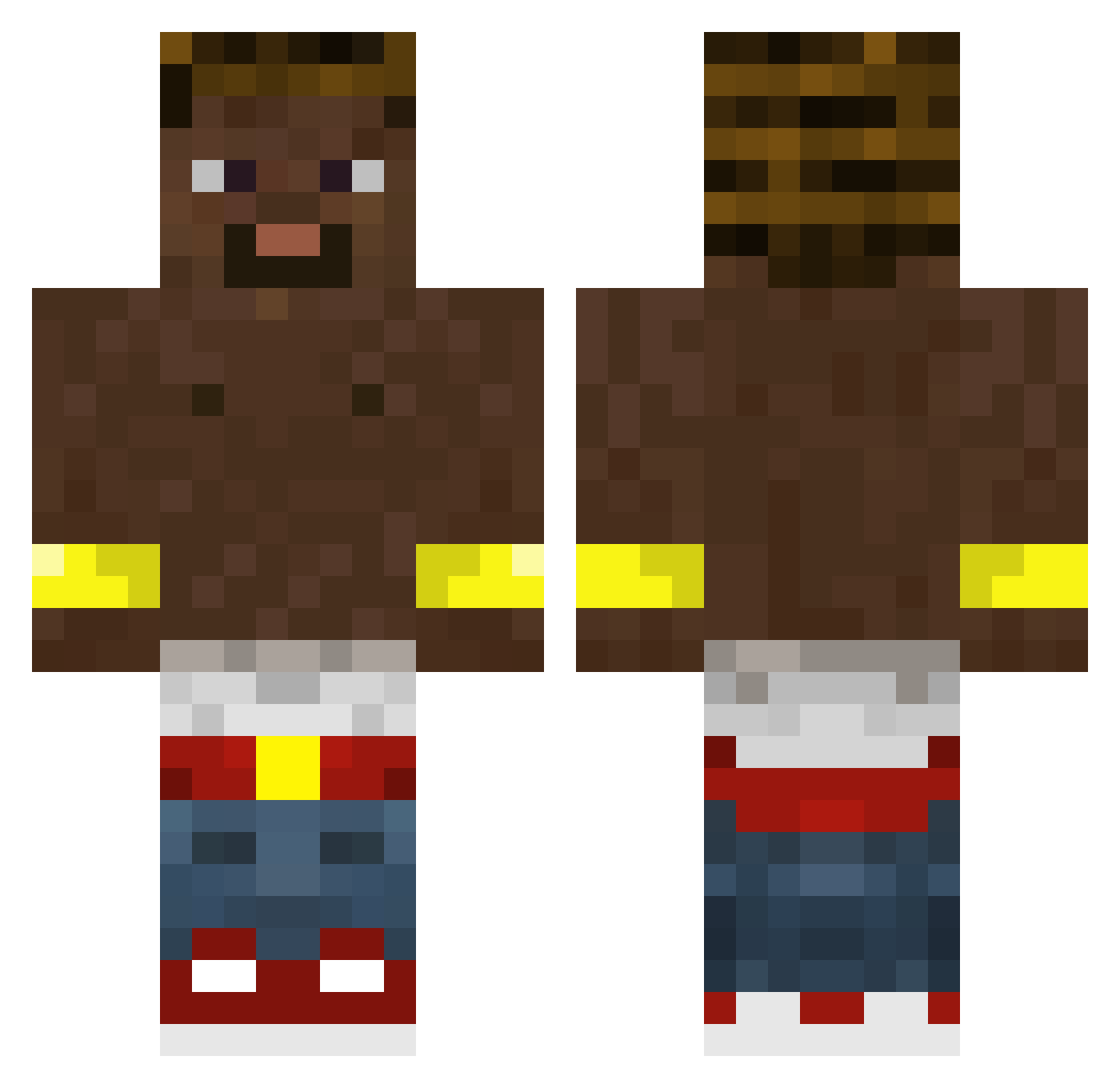 jaysp Minecraft skin, front and back view