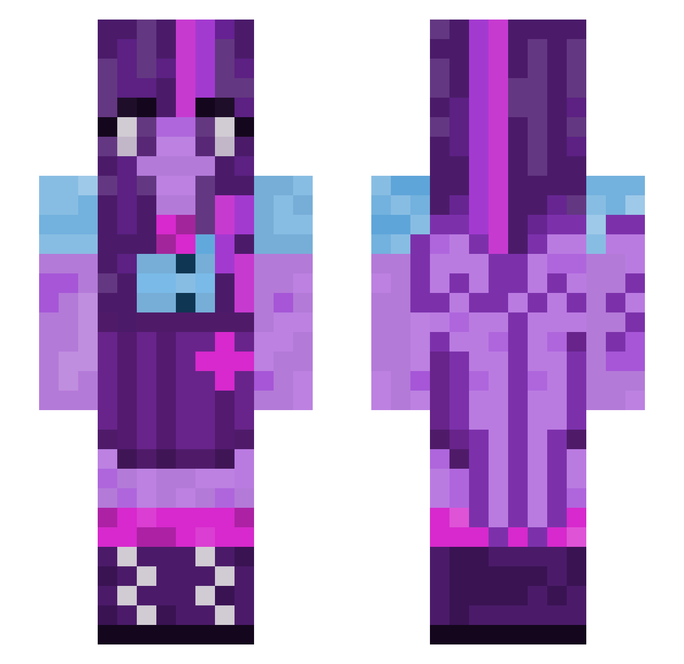 shelsylmao Minecraft skin, front and back view