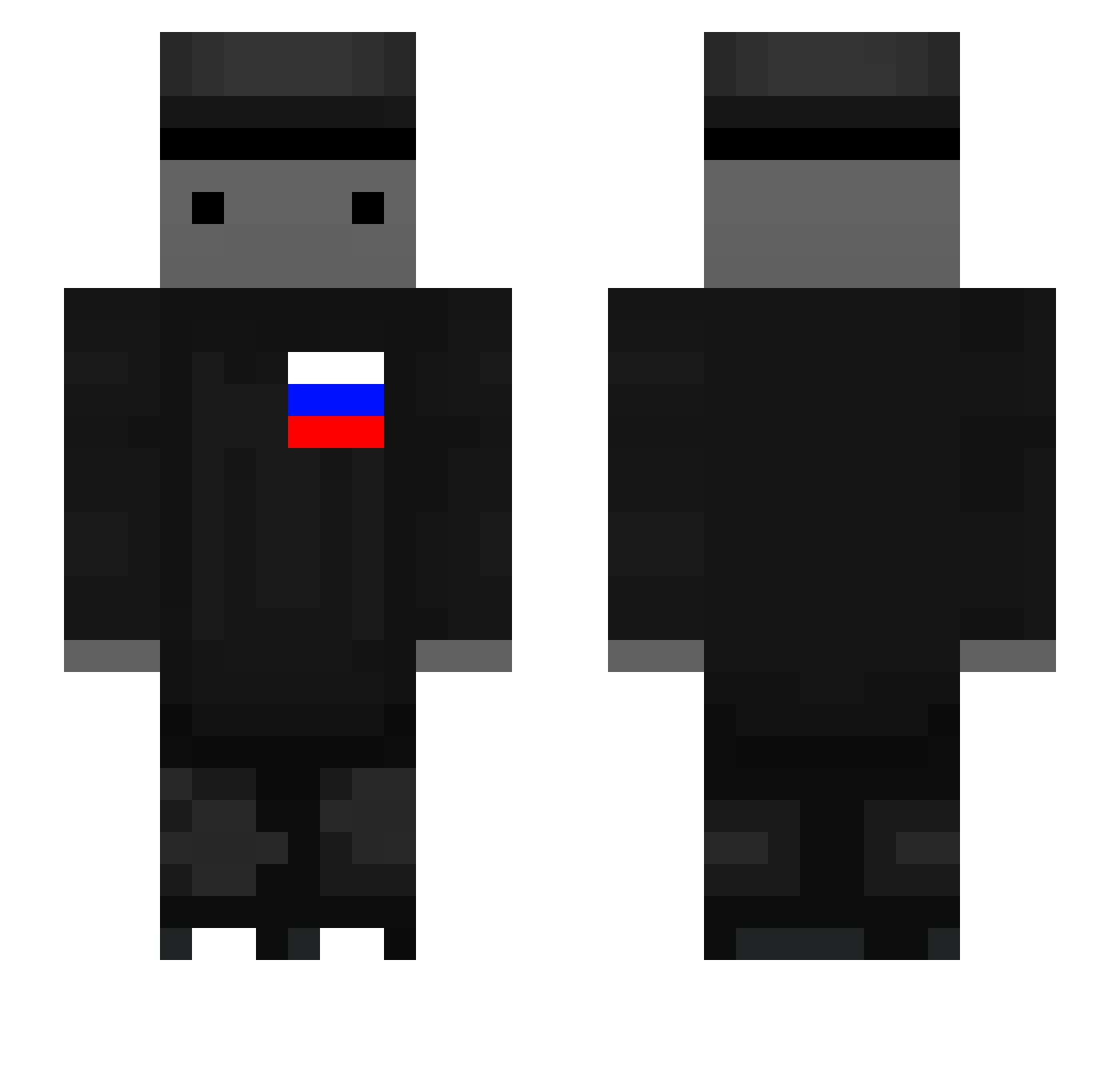 zGhulz Minecraft skin, front and back view