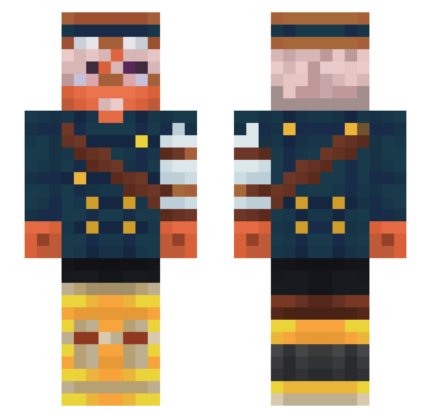 x3l1an Minecraft skin, front and back view