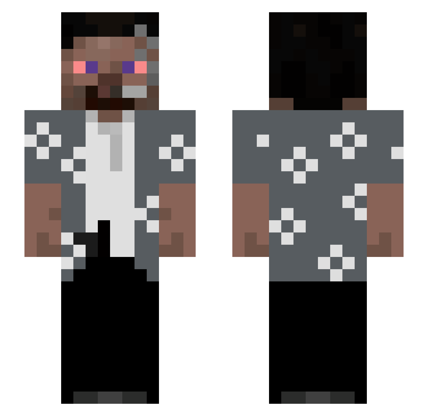 BurntBung Minecraft skin, front and back view