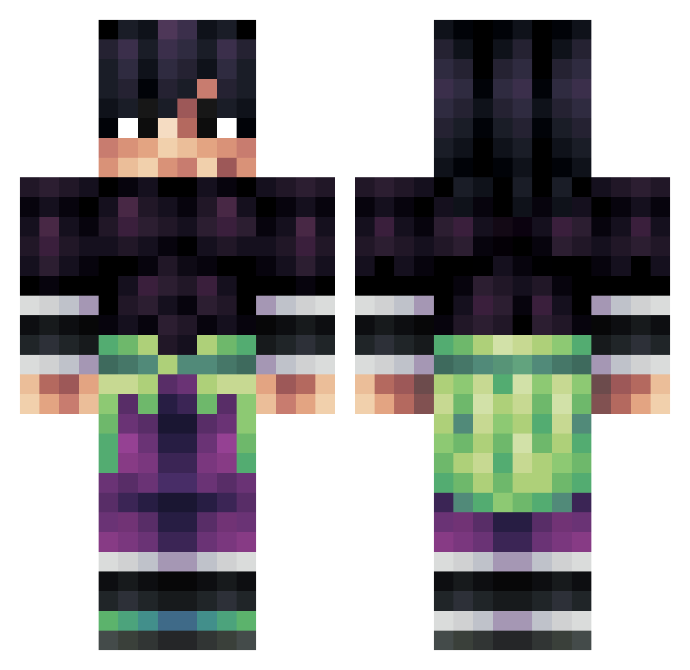 DeathSkull07 Minecraft skin, front and back view