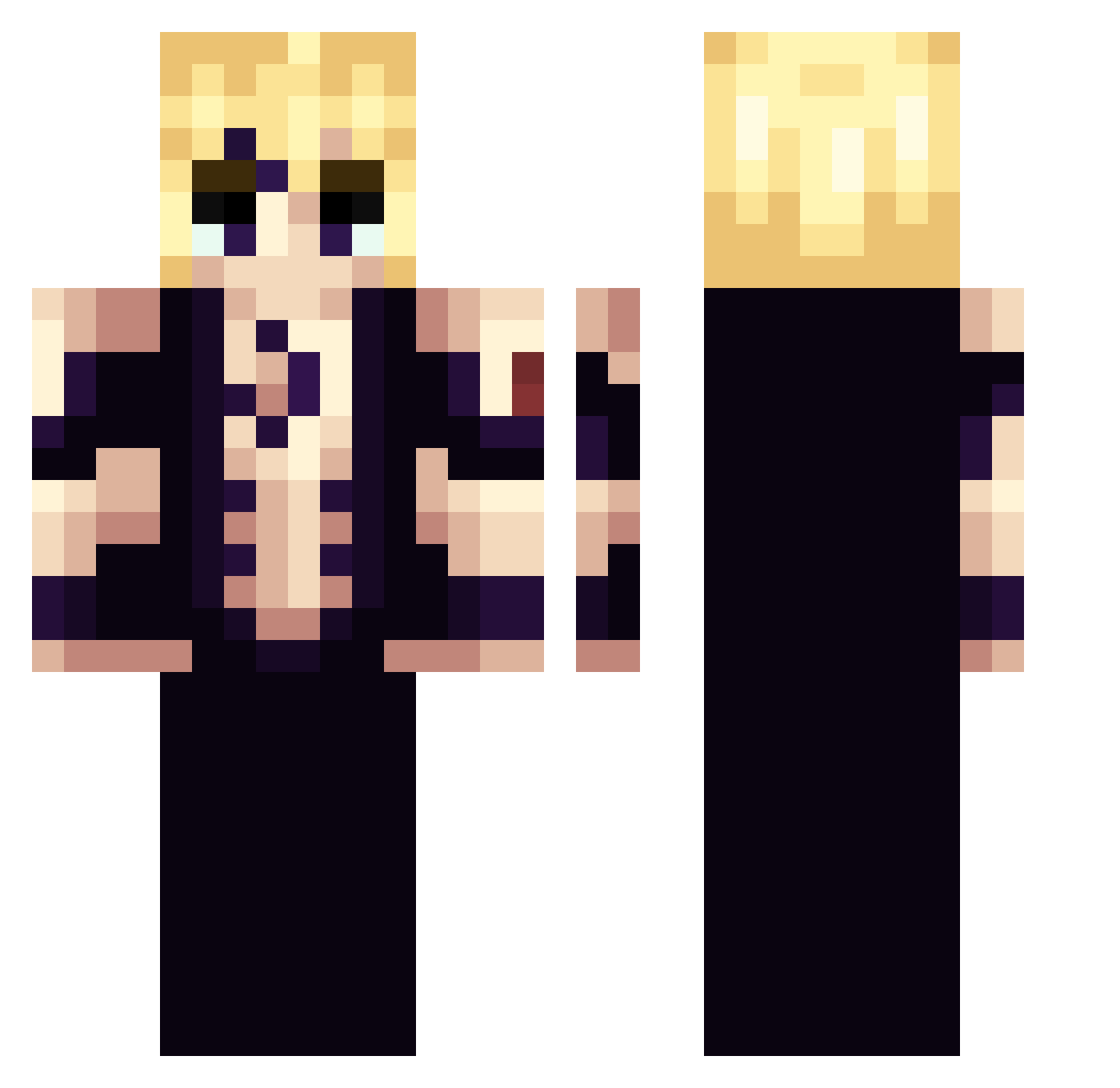 zDarkLok Minecraft skin, front and back view