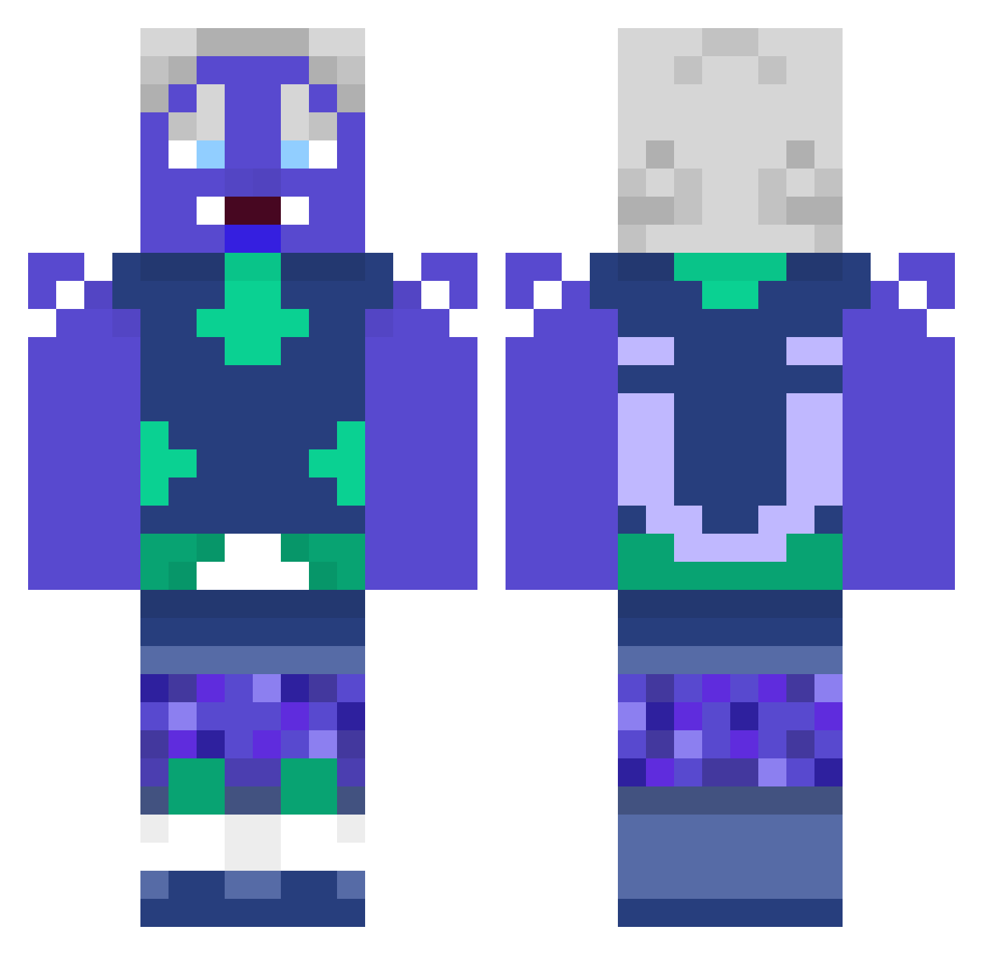 JMilkyway Minecraft skin, front and back view