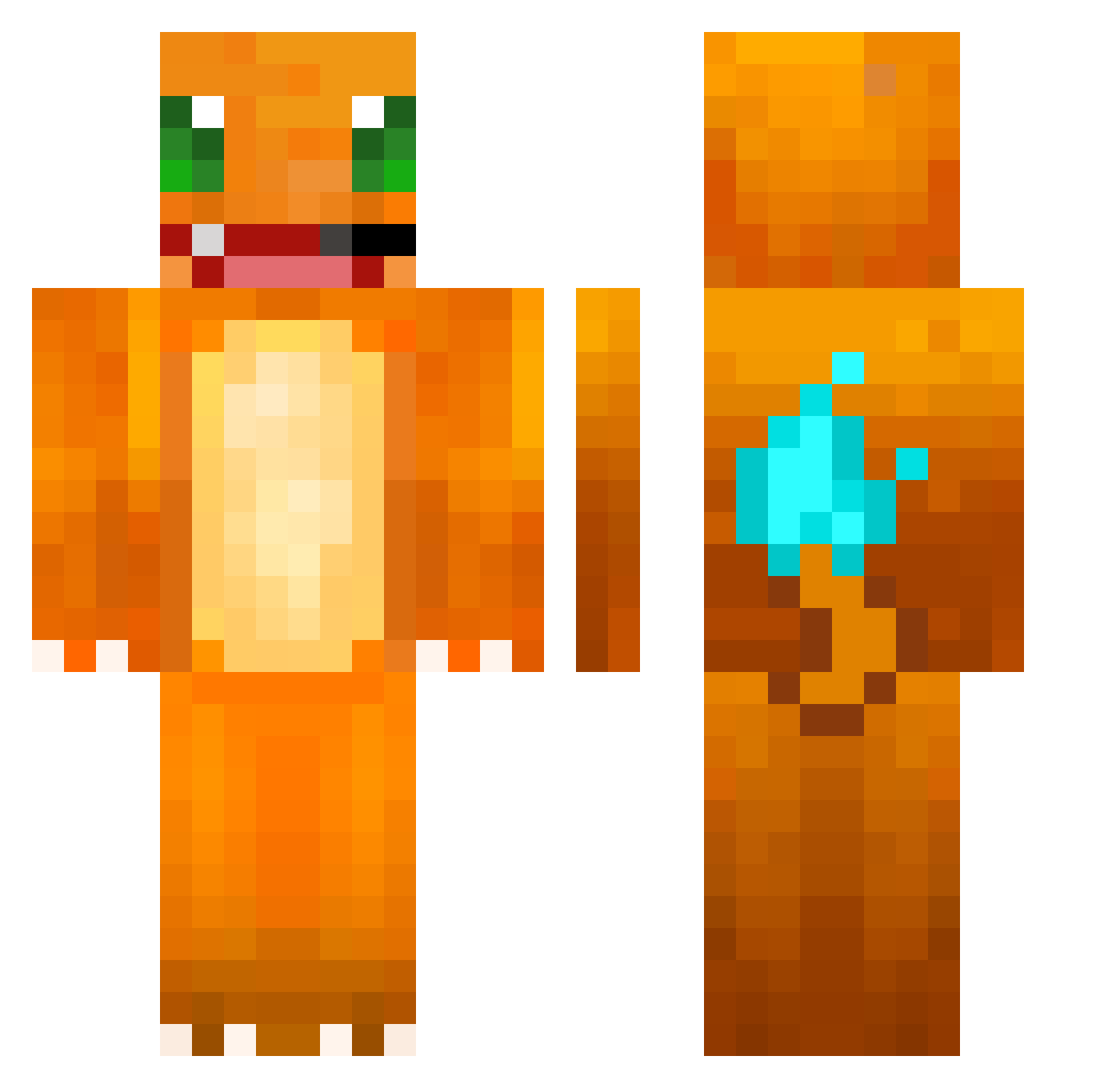 Wooookiee Minecraft skin, front and back view