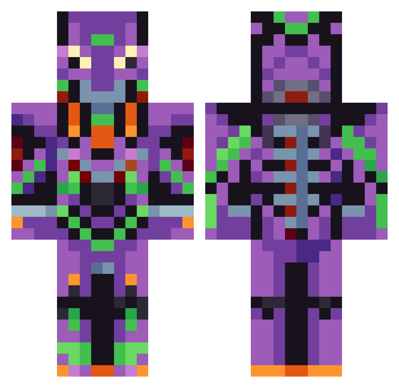 kafp Minecraft skin, front and back view