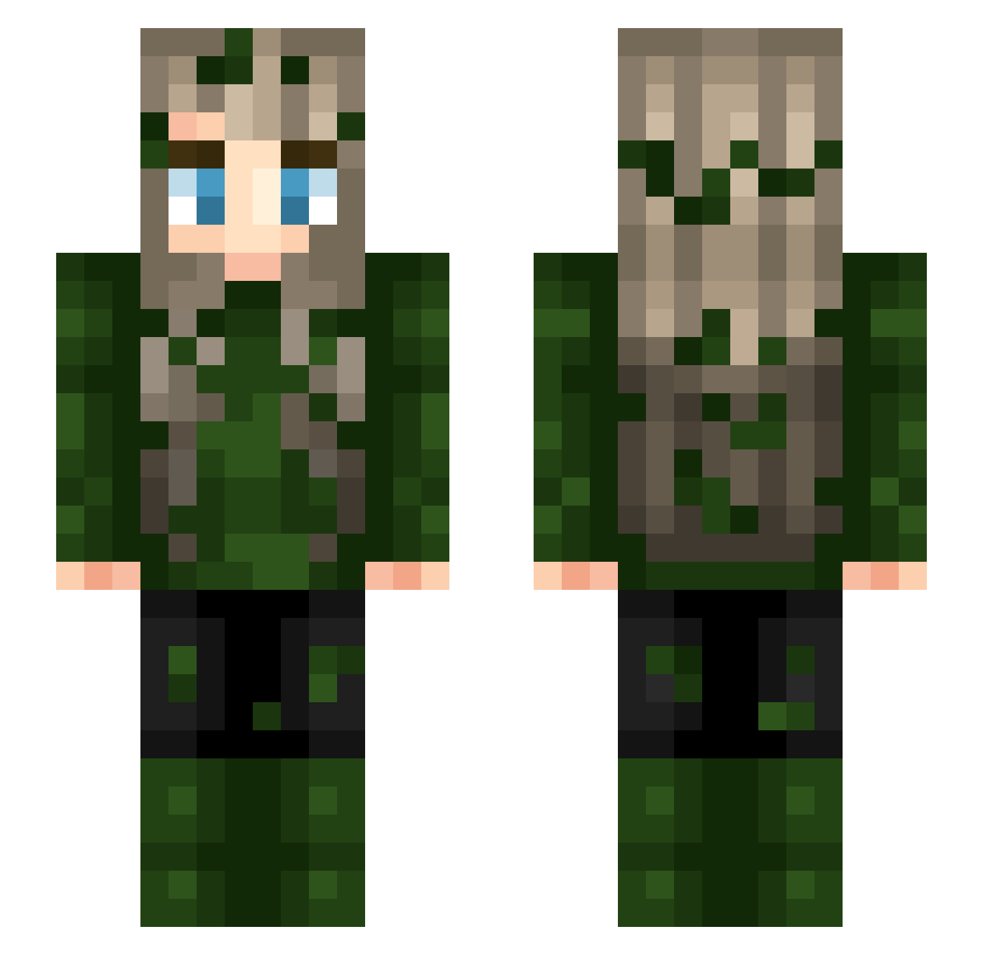 Beryl Minecraft skin, front and back view