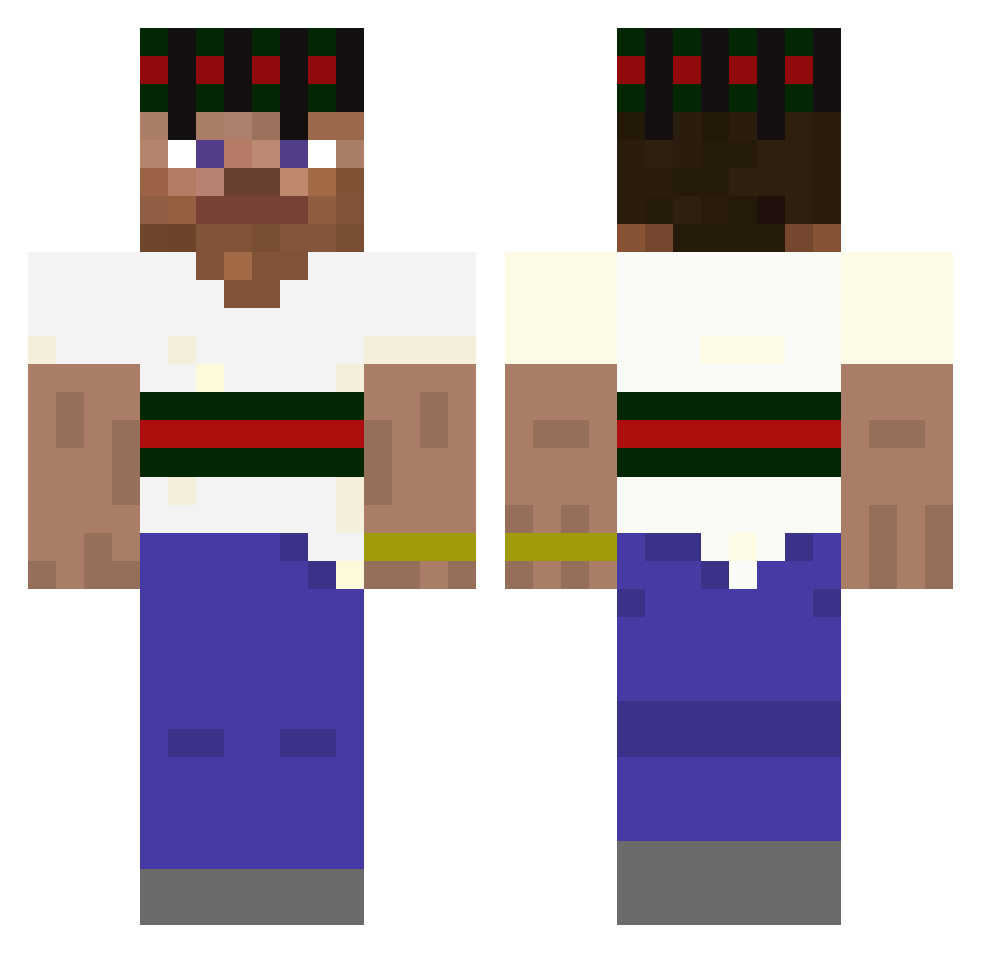 boated Minecraft skin, front and back view