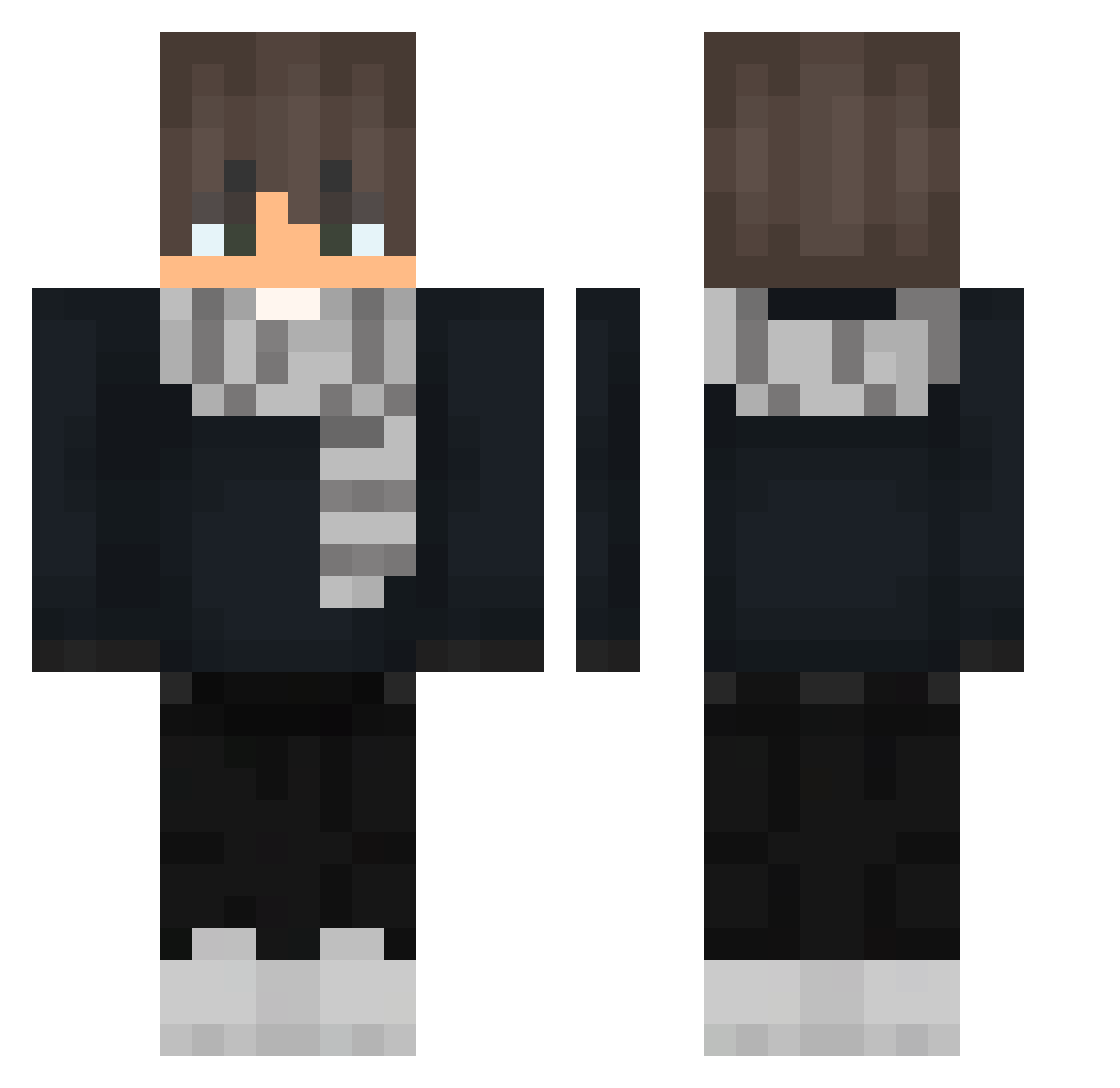PLAYONMT Minecraft skin, front and back view