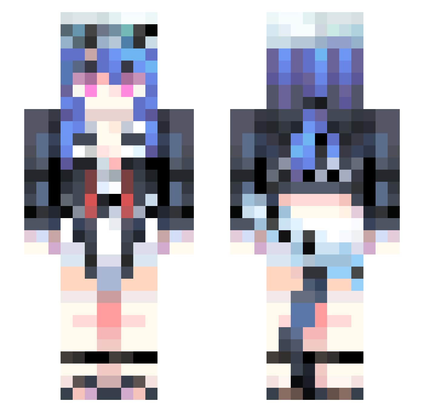 Xamwww Minecraft skin, front and back view
