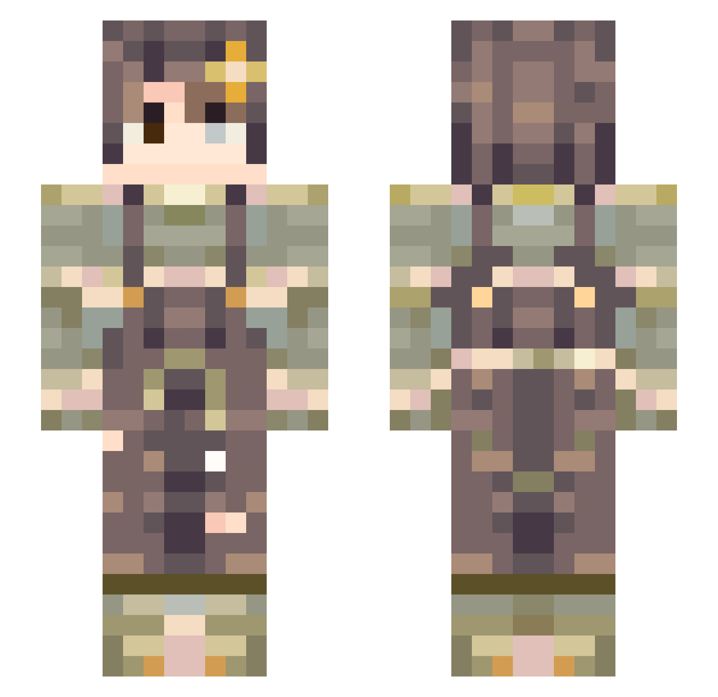 okyujie Minecraft skin, front and back view