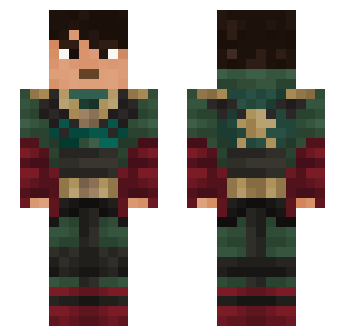 pepebrawl Minecraft skin, front and back view