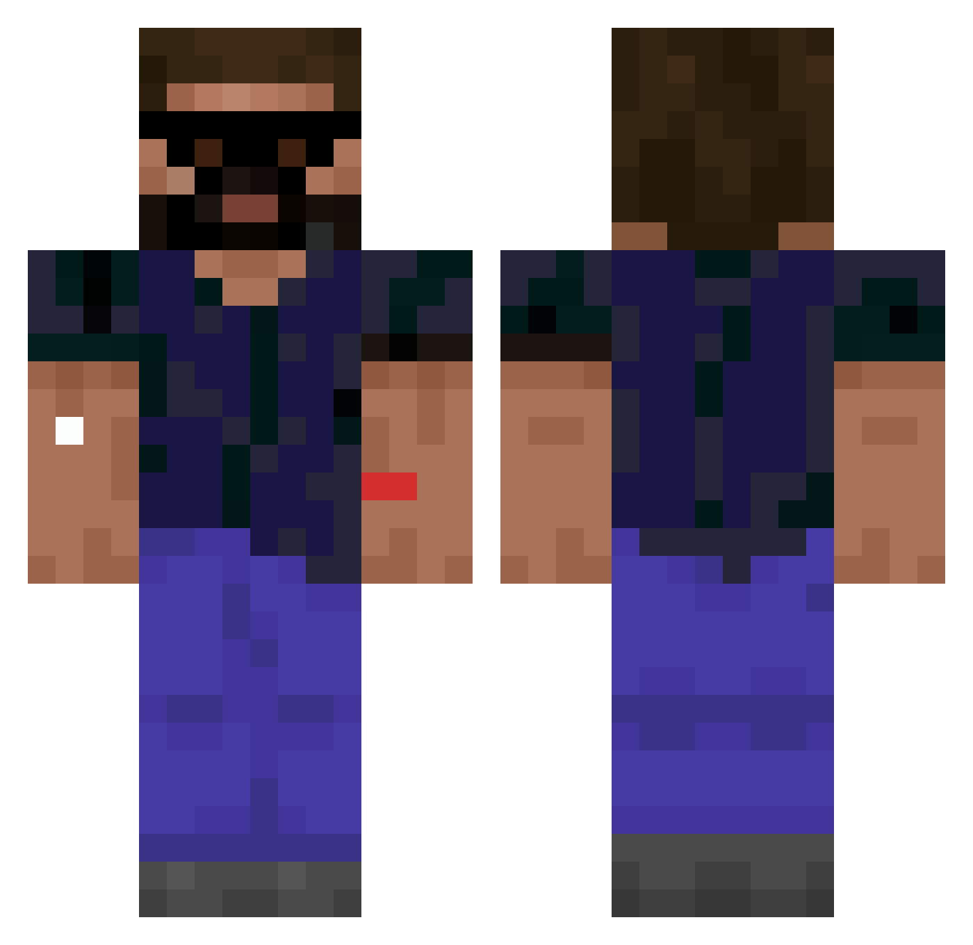 alphanteo Minecraft skin, front and back view