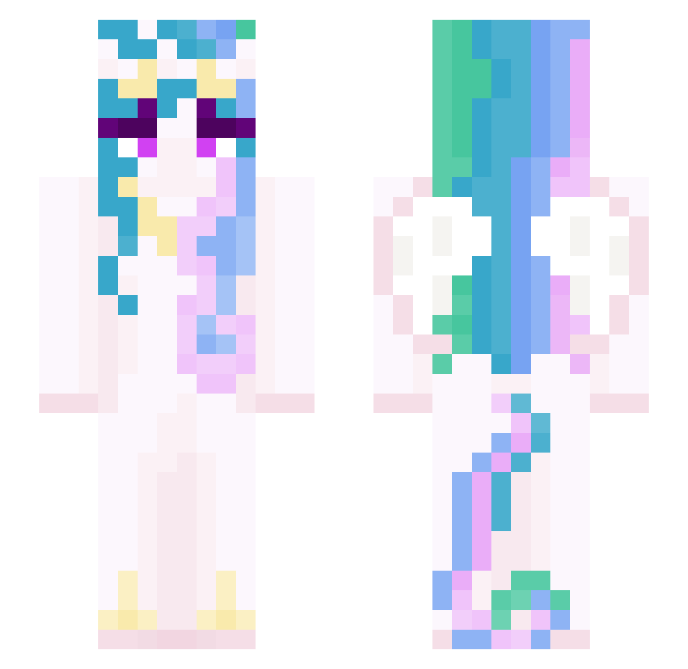 SwivelPusher Minecraft skin, front and back view