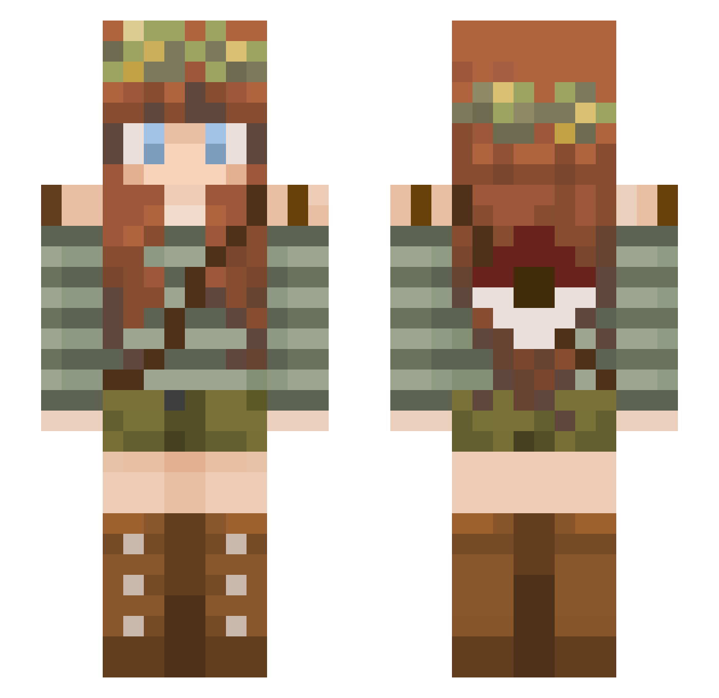 0liveBear Minecraft skin, front and back view