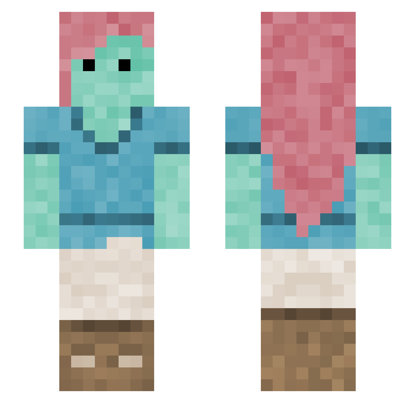 uzifuz Minecraft skin, front and back view