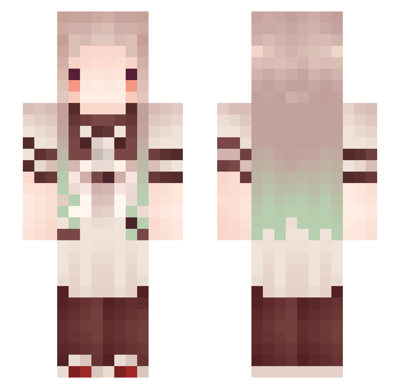 Jenny0717 Minecraft skin, front and back view