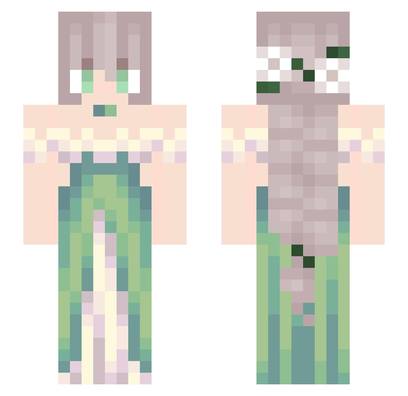 Hanaka_Fox Minecraft skin, front and back view