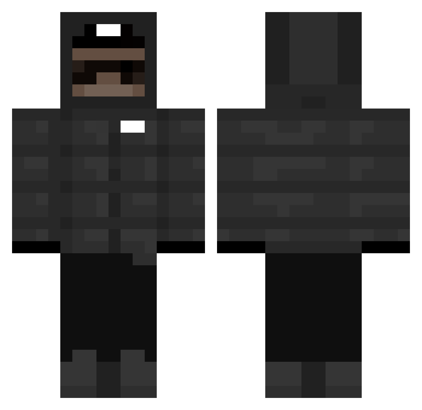 Sekrx Minecraft skin, front and back view