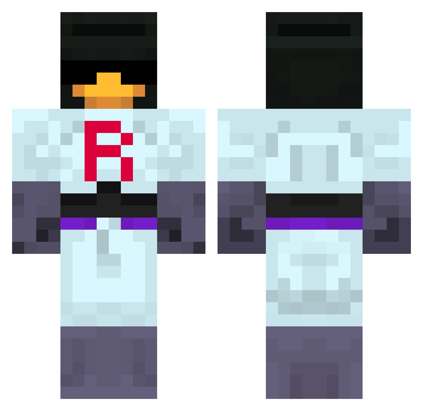NE0TIC Minecraft skin, front and back view