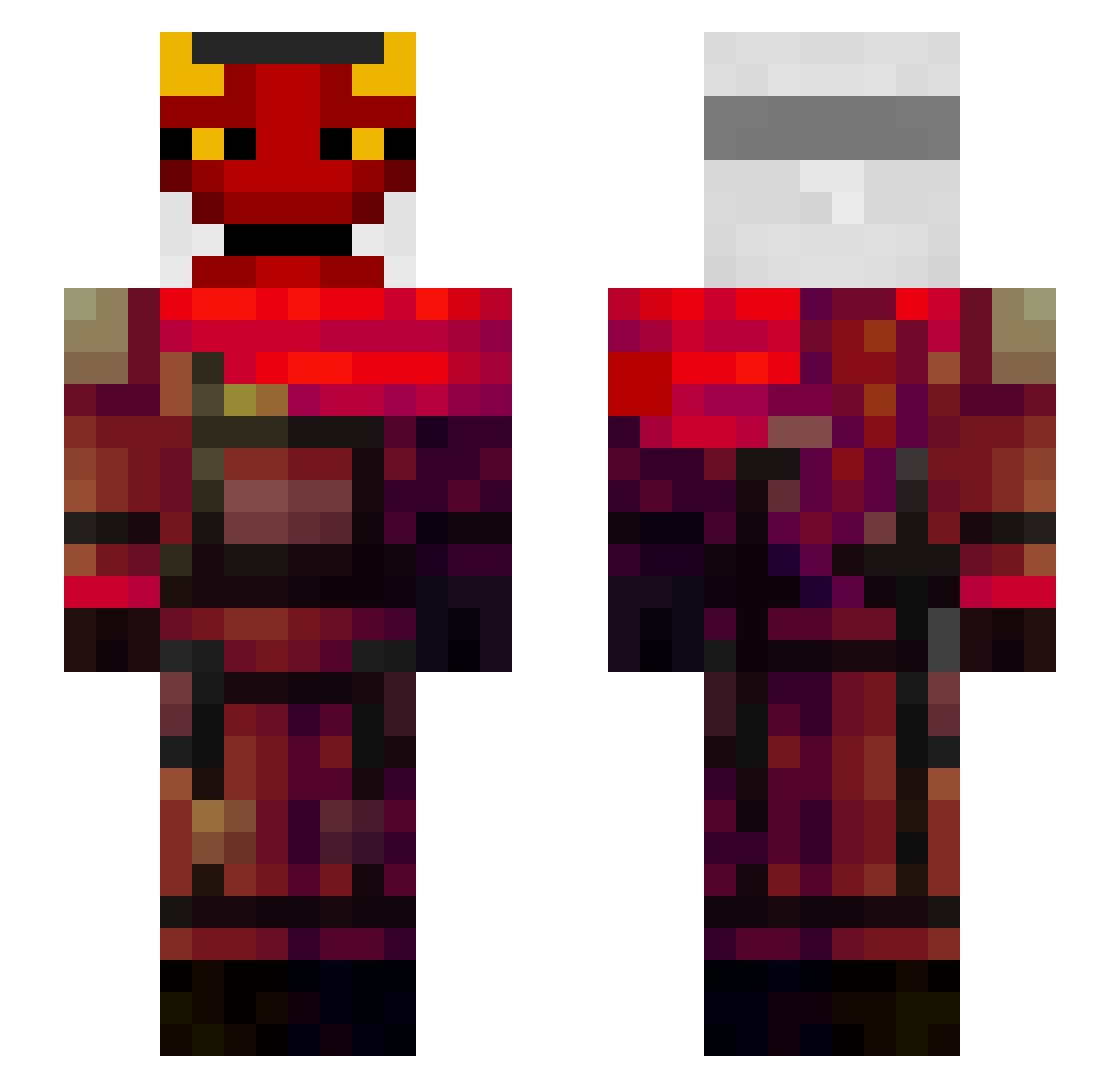 BoredSama Minecraft skin, front and back view