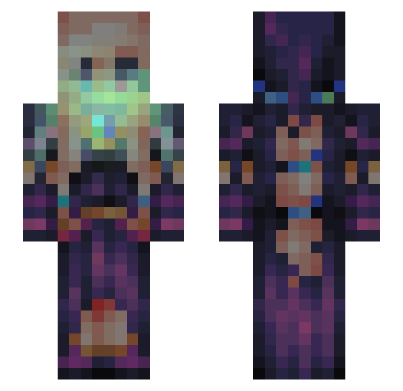bakmix Minecraft skin, front and back view