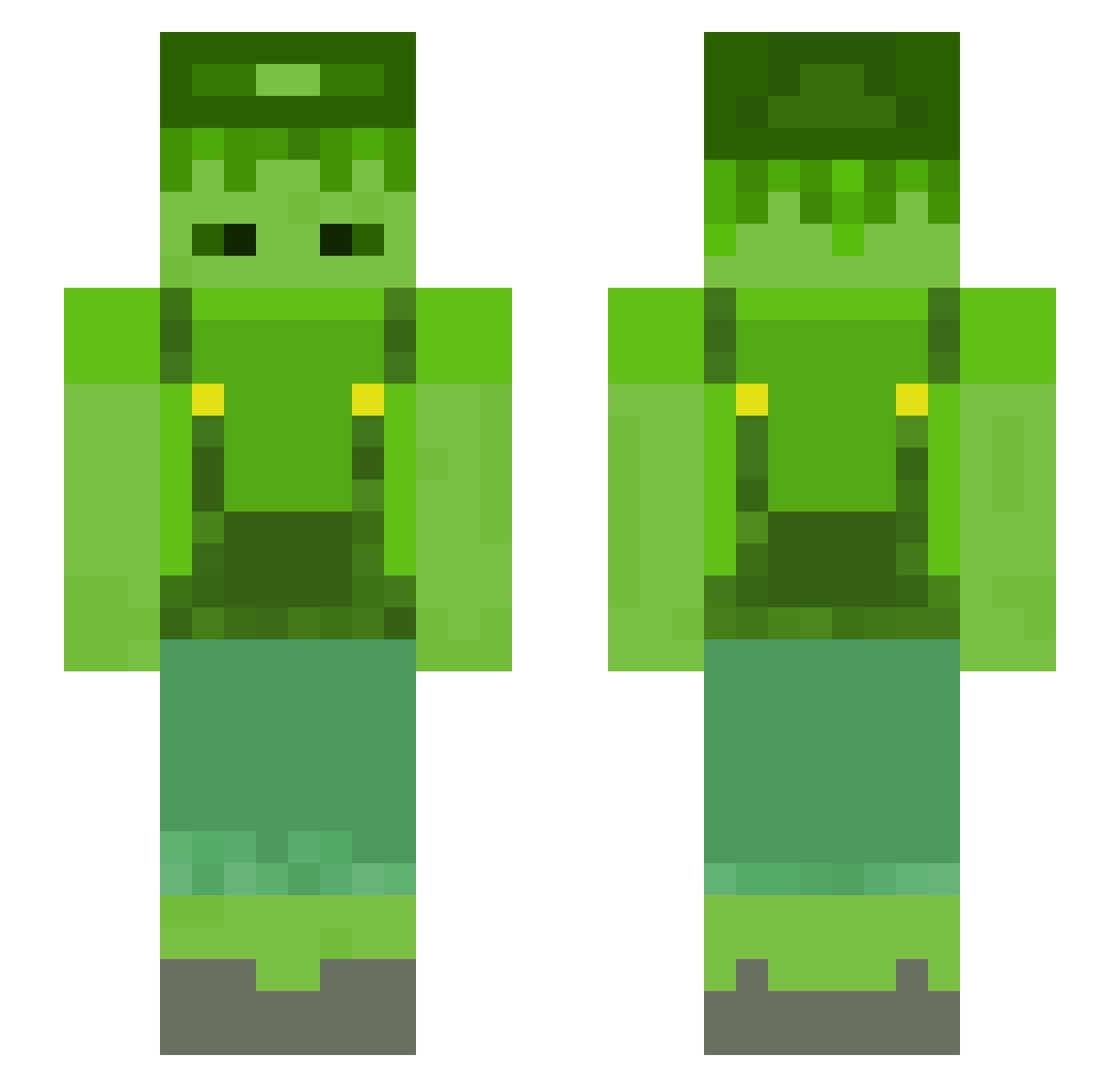 tlaxy Minecraft skin, front and back view