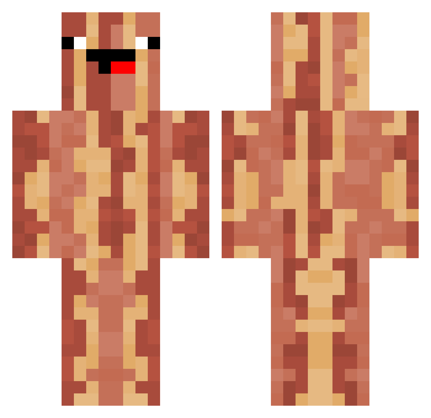 ToastyBacon Minecraft skin, front and back view