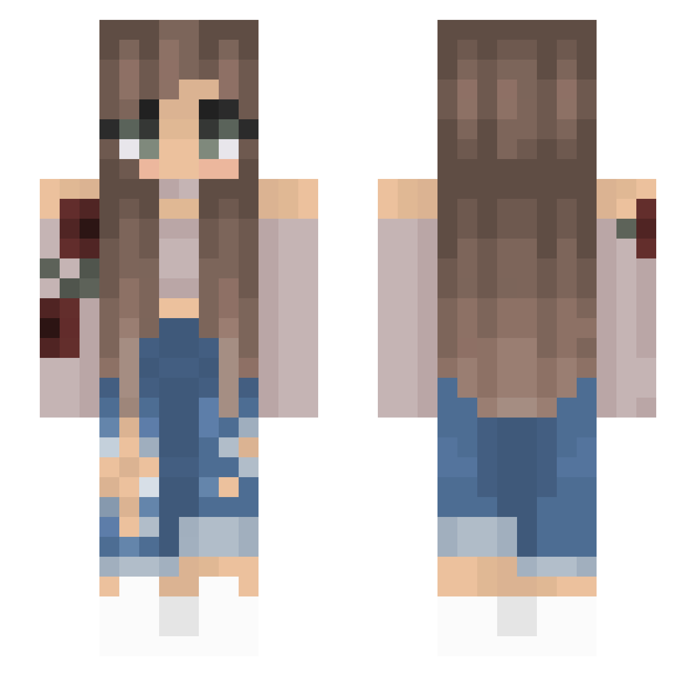 SaltyPeter Minecraft skin, front and back view