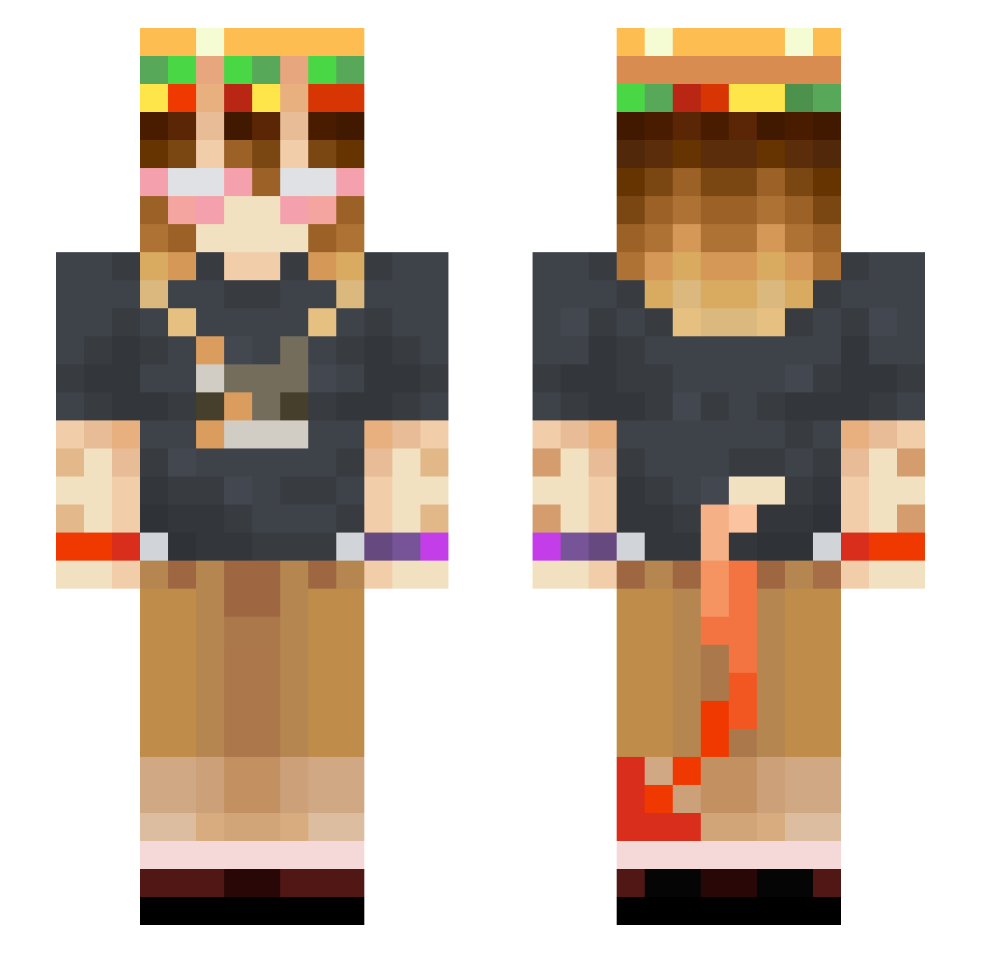 Rizamocha Minecraft skin, front and back view