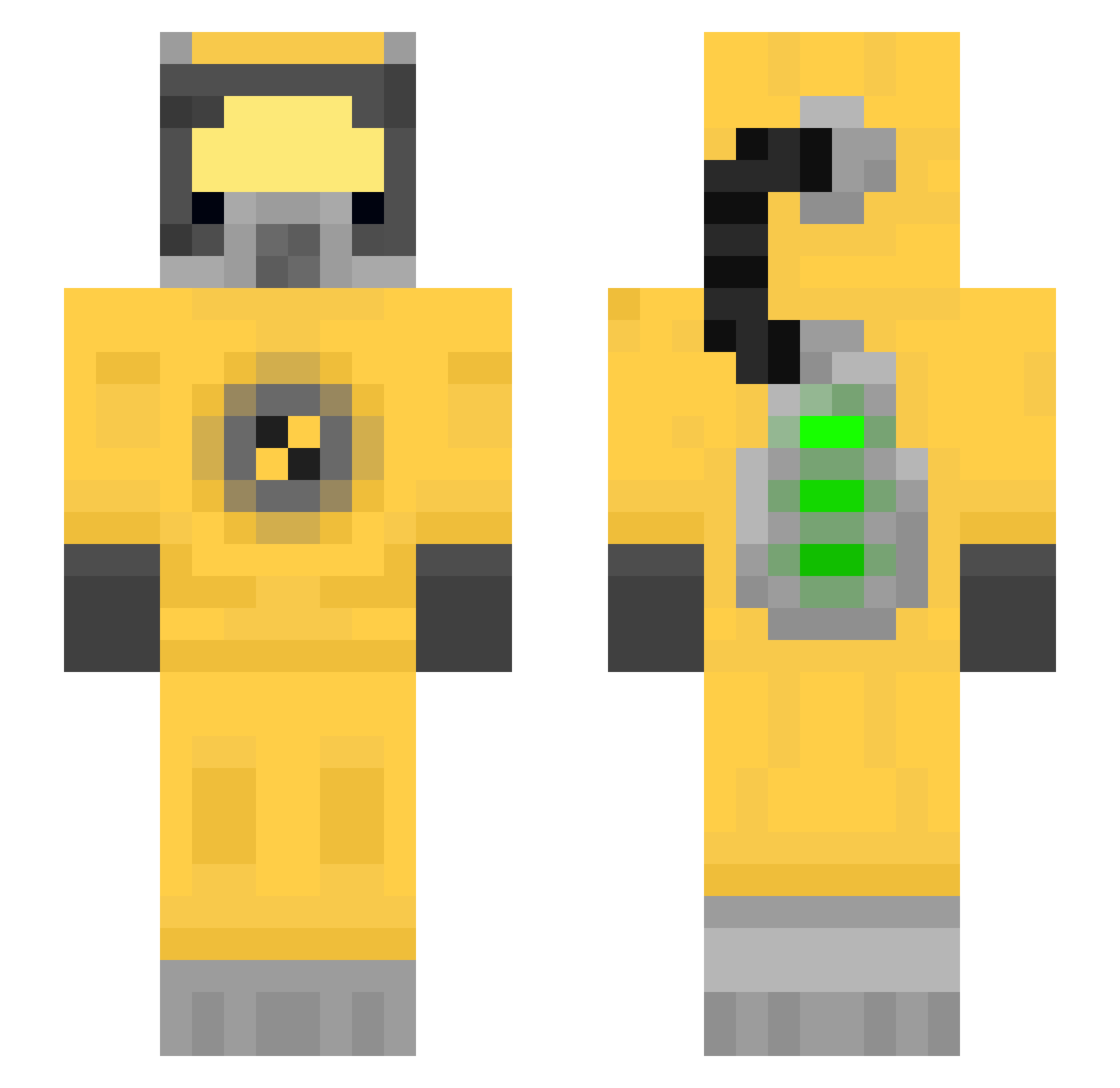 spacewastaken Minecraft skin, front and back view