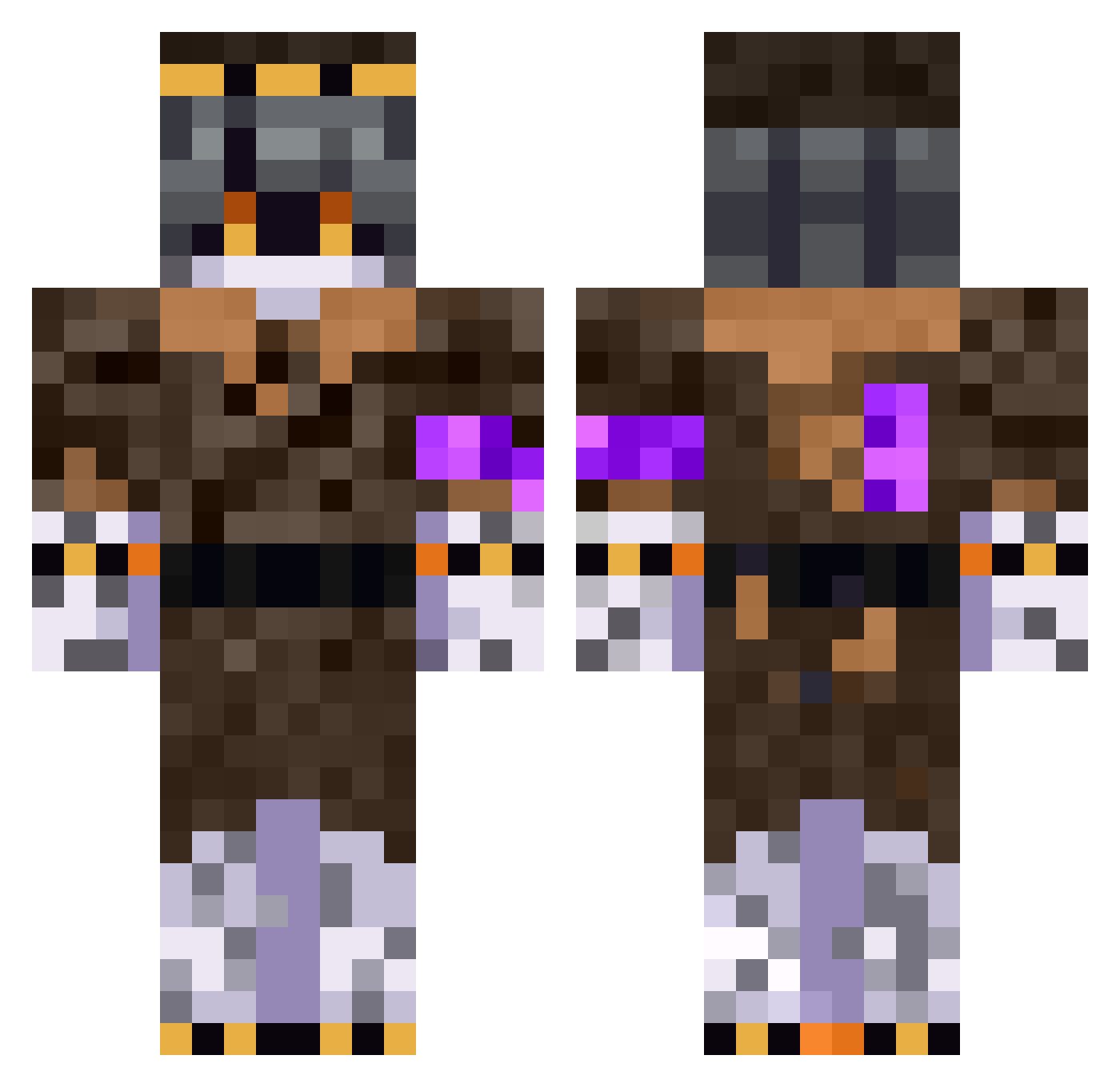 BerserkPuro Minecraft skin, front and back view