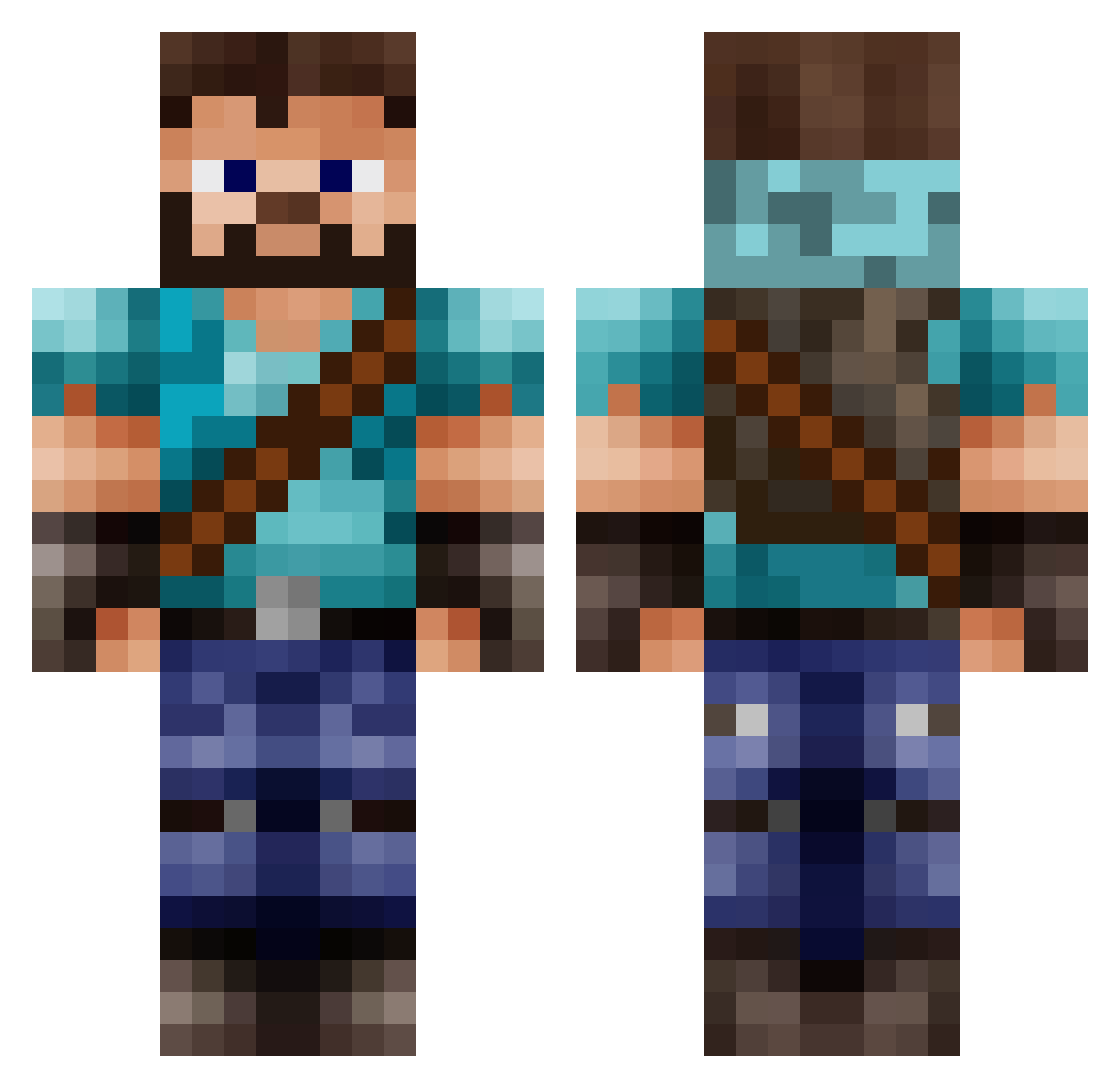 Schlormfus Minecraft skin, front and back view